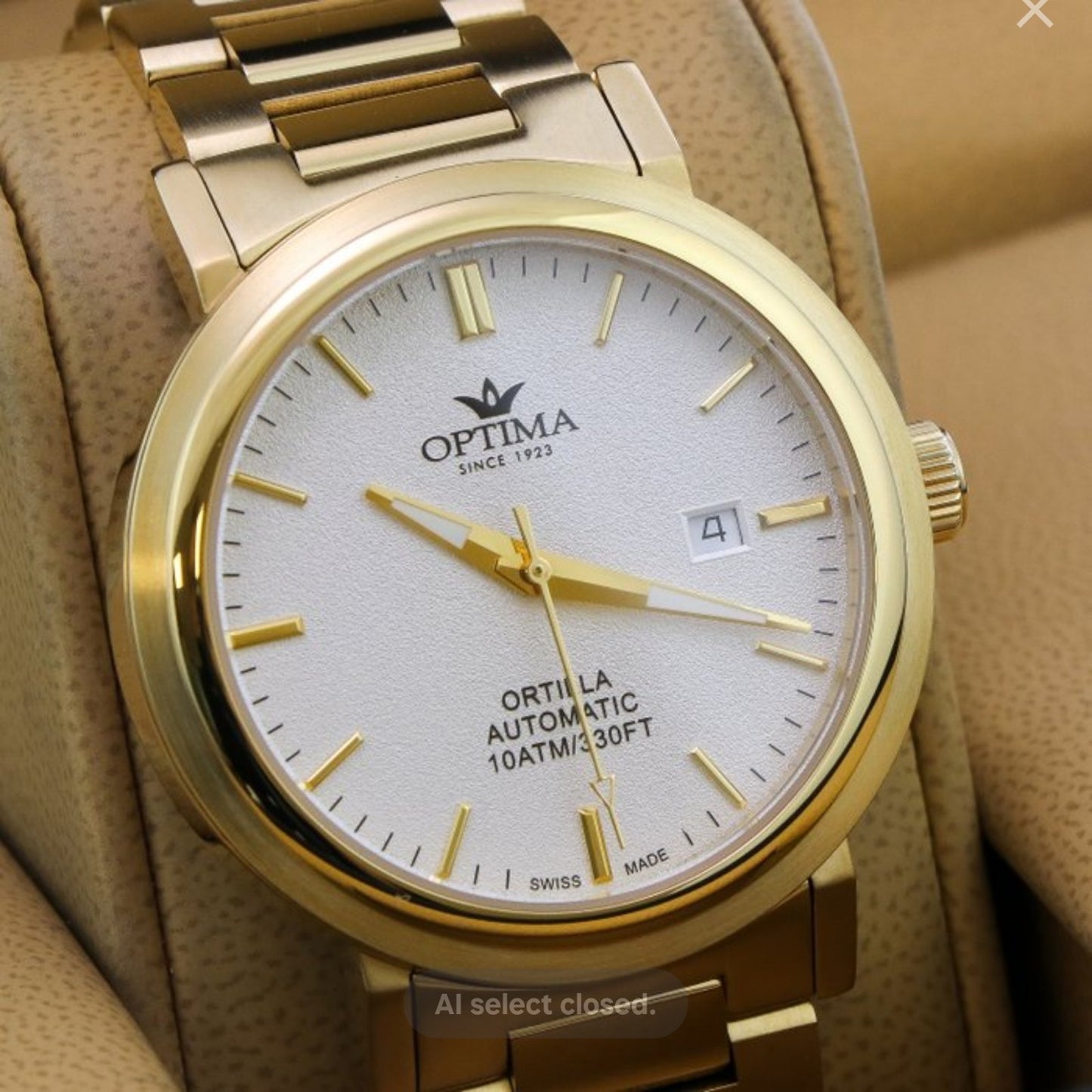 Optima • "ORTILLA" Swiss Automatic Watch • 43mm • 10AT PVDGold & Stainless Steel