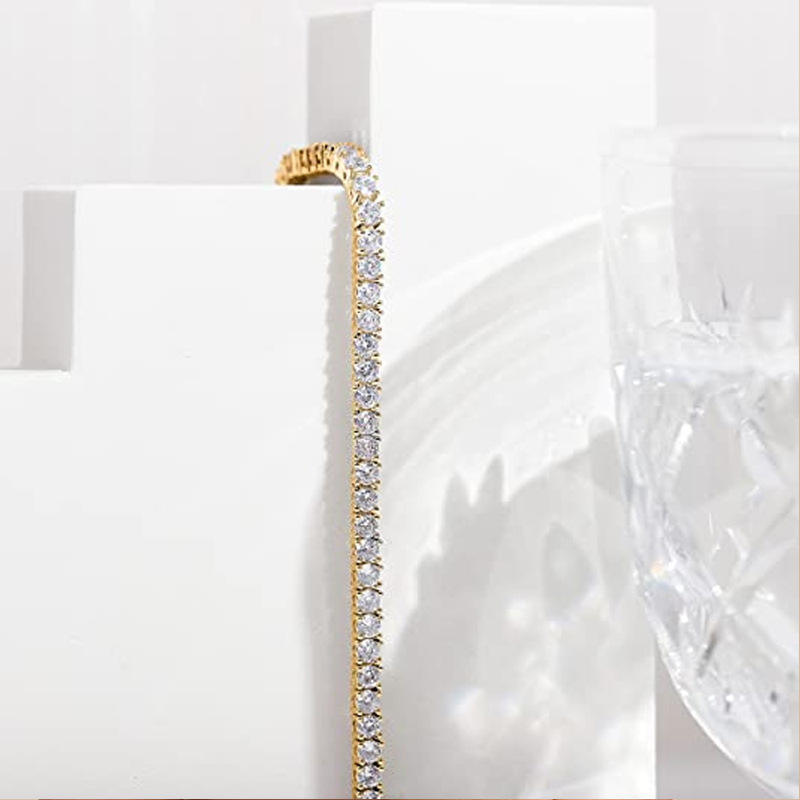 Tennis Bracelets for Men Women • 2 Pack Gold & Silver • 17cm 19cm 21cm