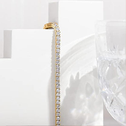 Tennis Bracelets for Men Women • 2 Pack Gold & Silver • 17cm 19cm 21cm