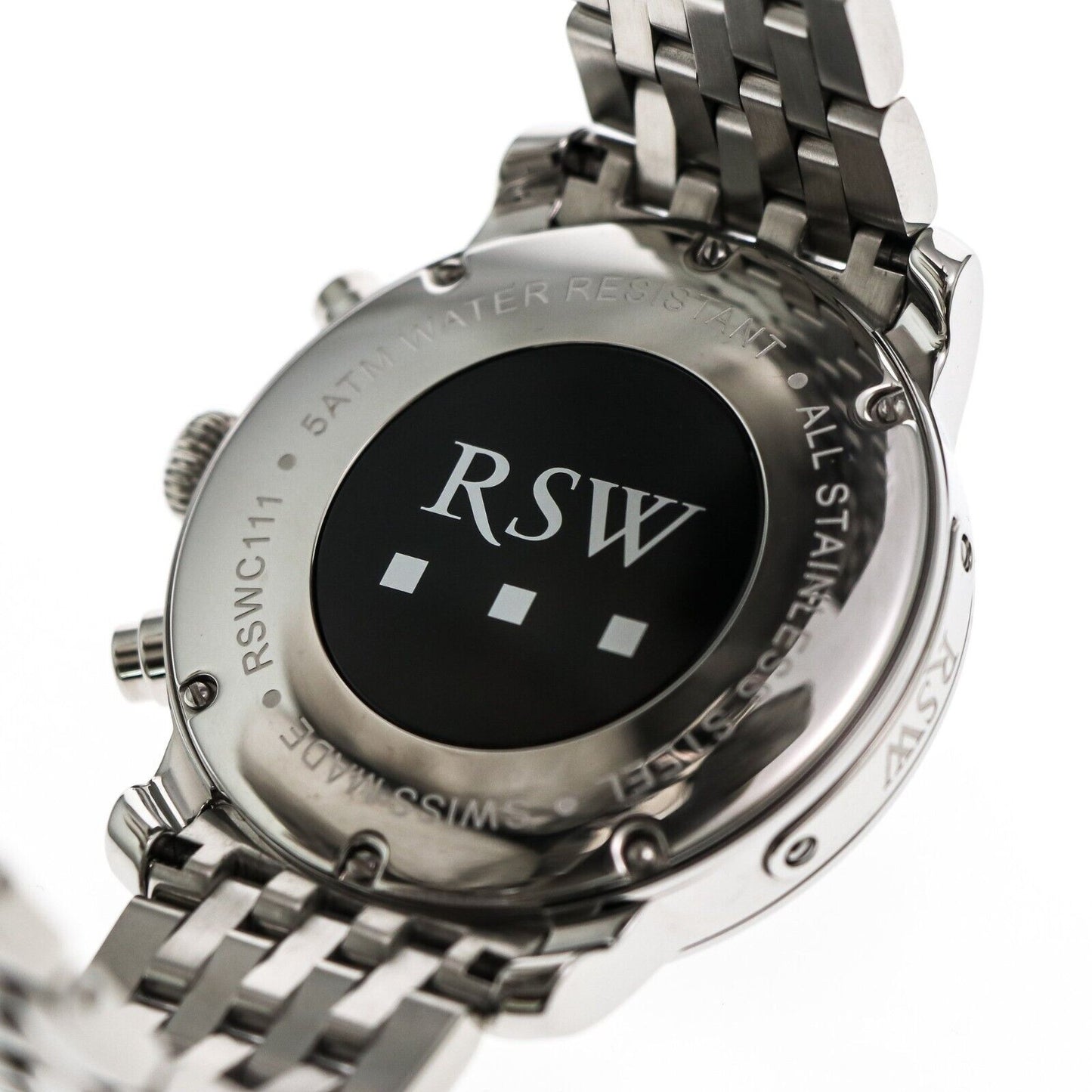 RSW • 44mm • Swiss Chronograph Watch • Big Date  • WR50M • RSWC111-SS-3