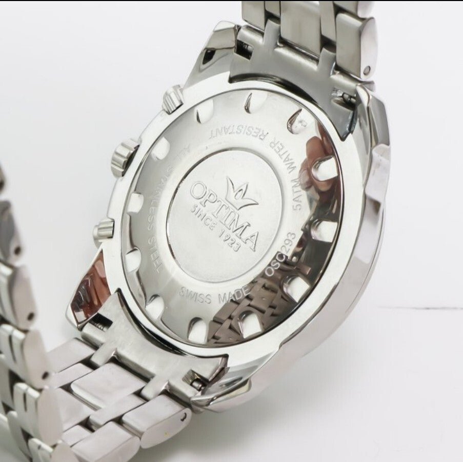 Optima • Swiss Chronograph Watch • OSC293-SS-1  • Date SubDay  • 45mm WR 5ATM