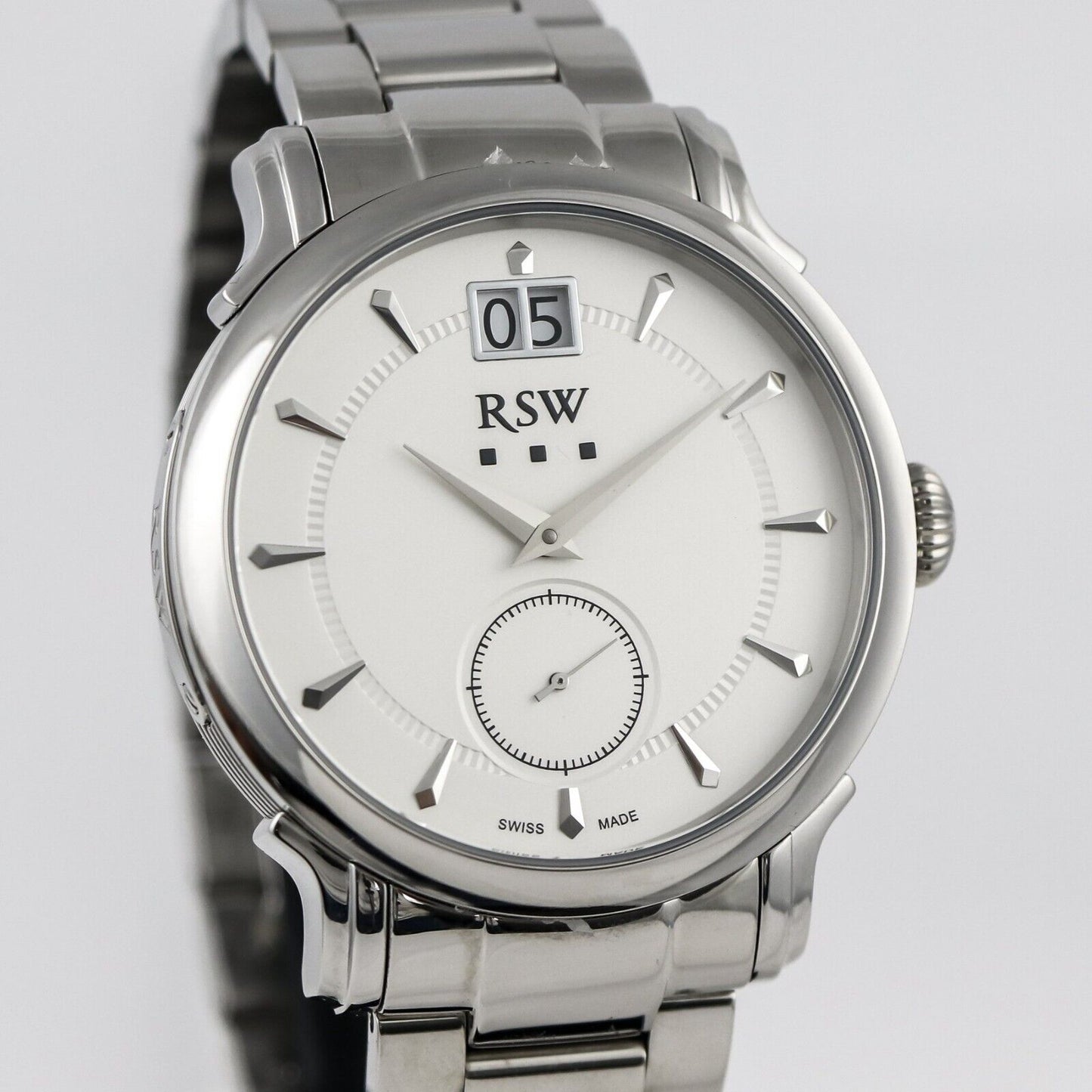 RSW •  Swiss Watch • Stainless Steel • Quartz 44mm • Big Date • 5ATM • RSWM107