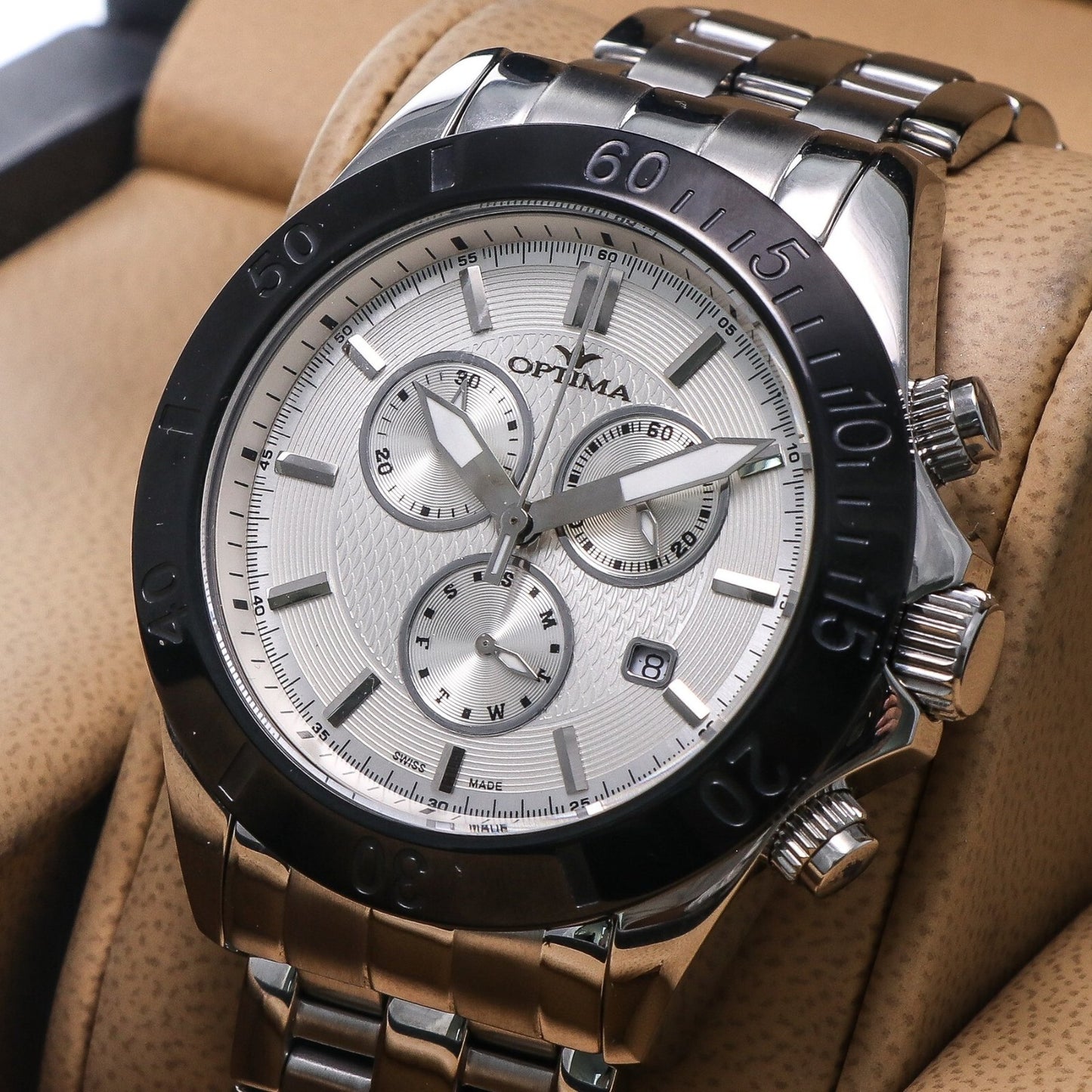 Optima • Swiss Chronograph Watch • Stainless Steel • Quartz • 42.5mm 3ATM OSC210