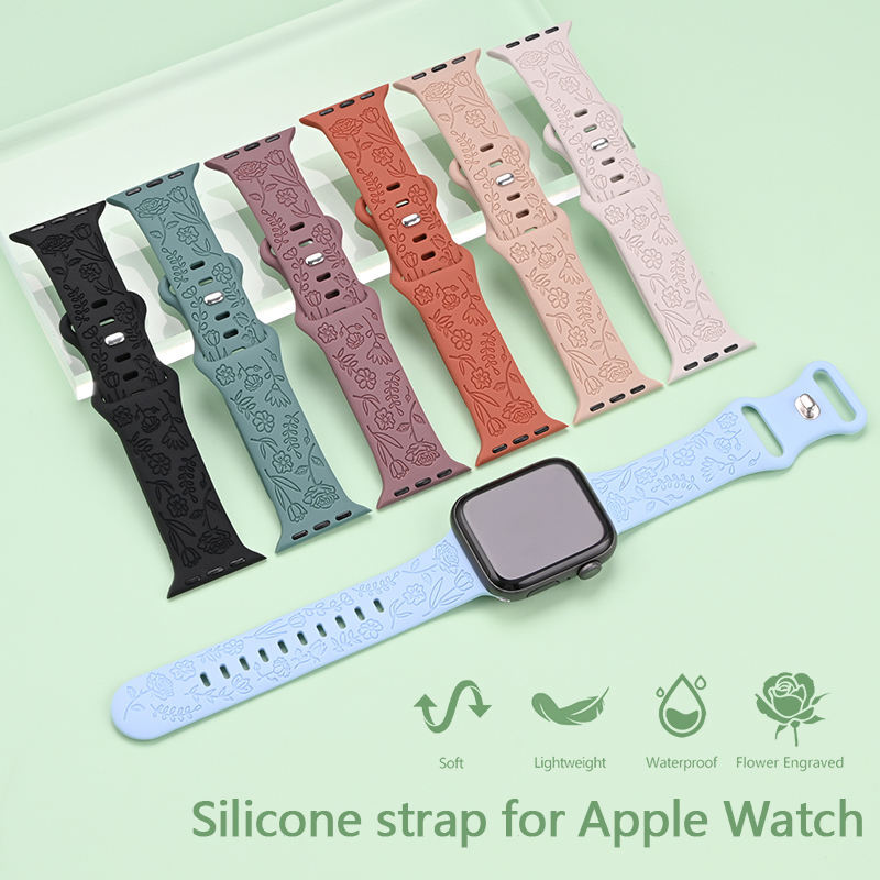 Engraved Soft Silicone Band • Waterproof Sport Strap • Apple Watch Compatible