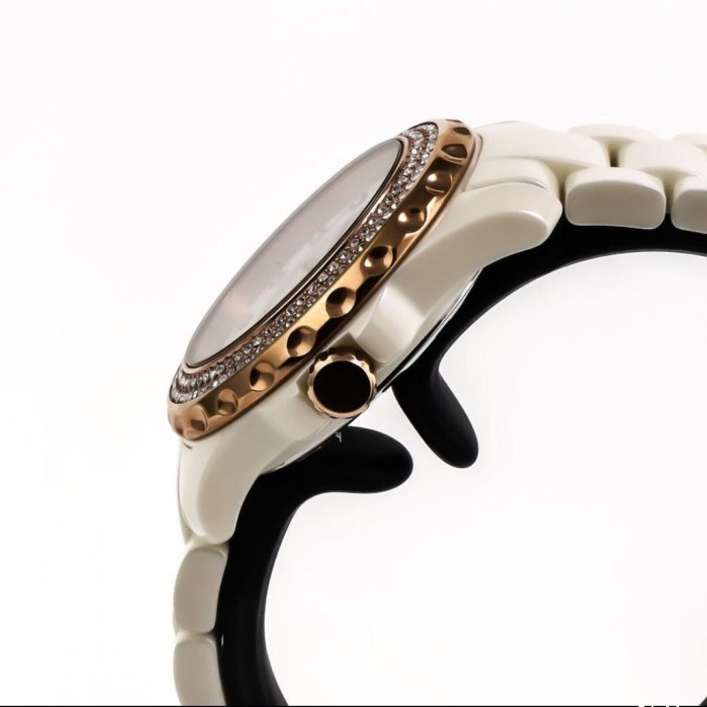 Optima • 38mm • White Ceramic • Swiss Watch  • PVD Rose Gold  • Mother Of Pearl