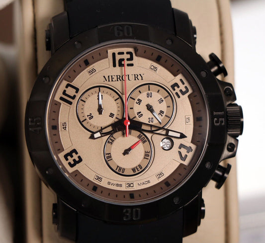 Mercury • Swiss Chronograph Watch • PVD Black Quartz • 45mm Date • 5ATM • ME265