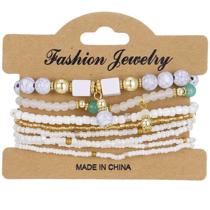 Bohemian Beaded Bracelet • Handmade Layered Design • Colorful Stones & Shells