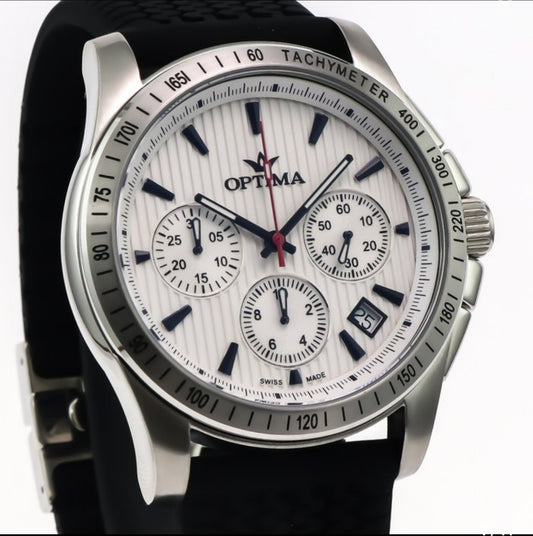 Optima • 48.15mm •  Swiss Chronograph Watch • Date • WR50M • Ronda • OSC377-SX-1