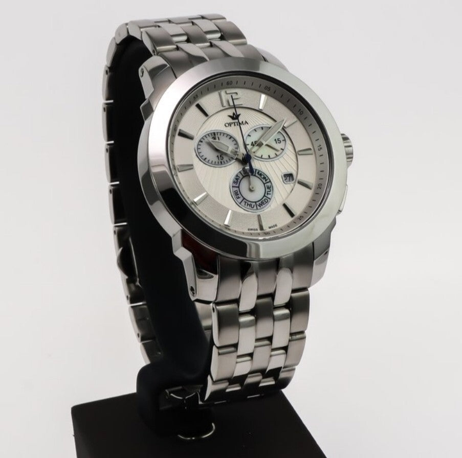 Optima • 46mm Swiss Chronograph Watch • Date SubDay • WR 3ATM • OSC391-SS-1