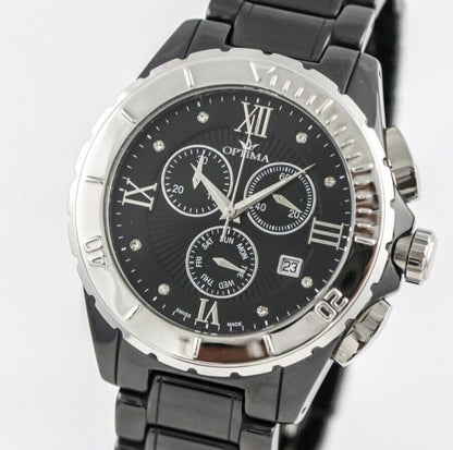 Optima • Swiss Chronograph Watch  • OSC318-BS-3 • Date SubDay 43mm Ceramic Bezel
