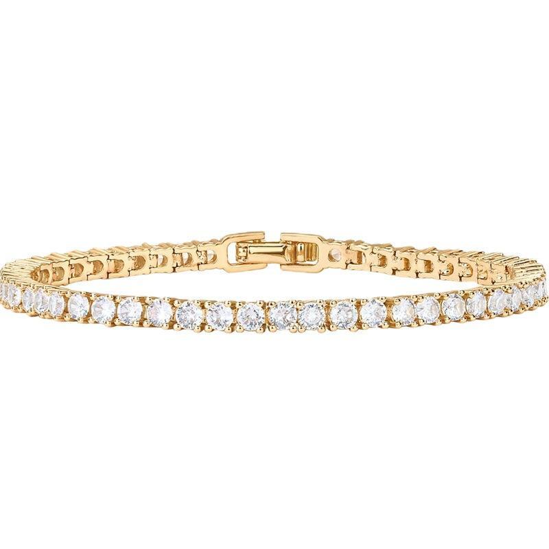 Tennis Bracelets for Men Women • 2 Pack Gold & Silver • 17cm 19cm 21cm