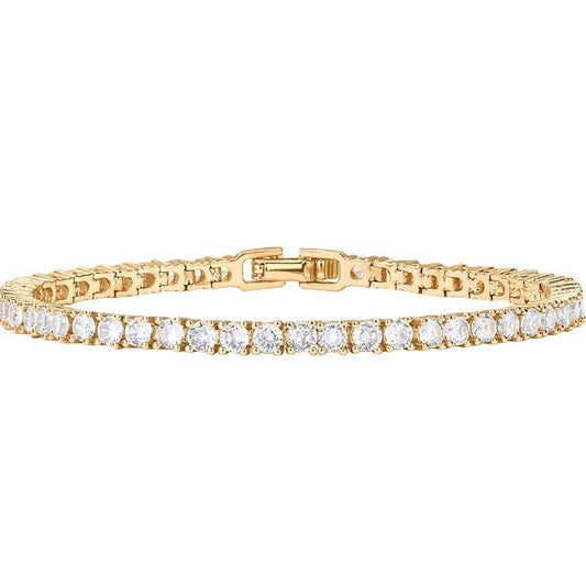 Tennis Bracelets for Men Women • 2 Pack Gold & Silver • 17cm 19cm 21cm
