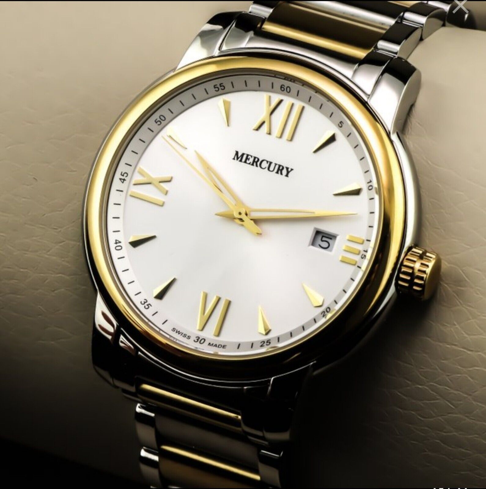 Mercury • 41mm • Swiss Watch • Ronda • WR50M • ME410-SG-1 • PVD Gold • Men's 8mm