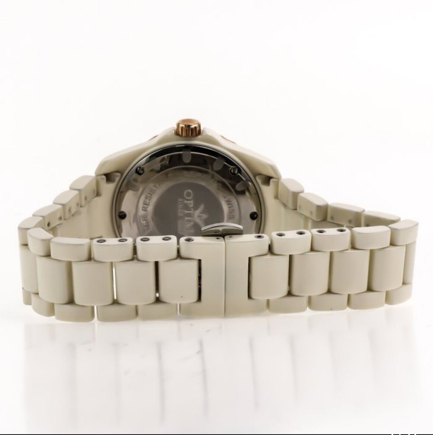 Optima • 38mm • White Ceramic • Swiss Watch  • PVD Rose Gold  • Mother Of Pearl