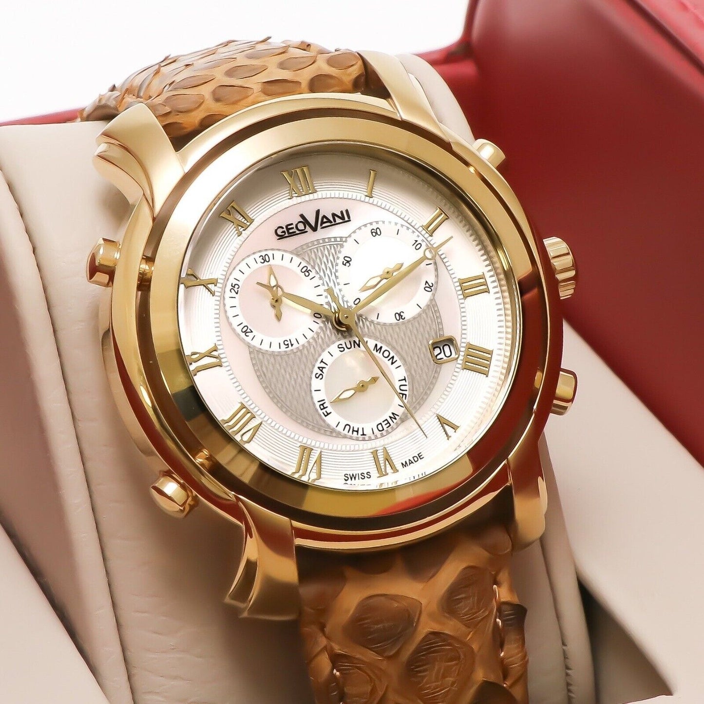 Geovani • 44.1mm • Swiss Chrono Watch • GOC509-GL-7 • Date SubDay • PVD Gold 