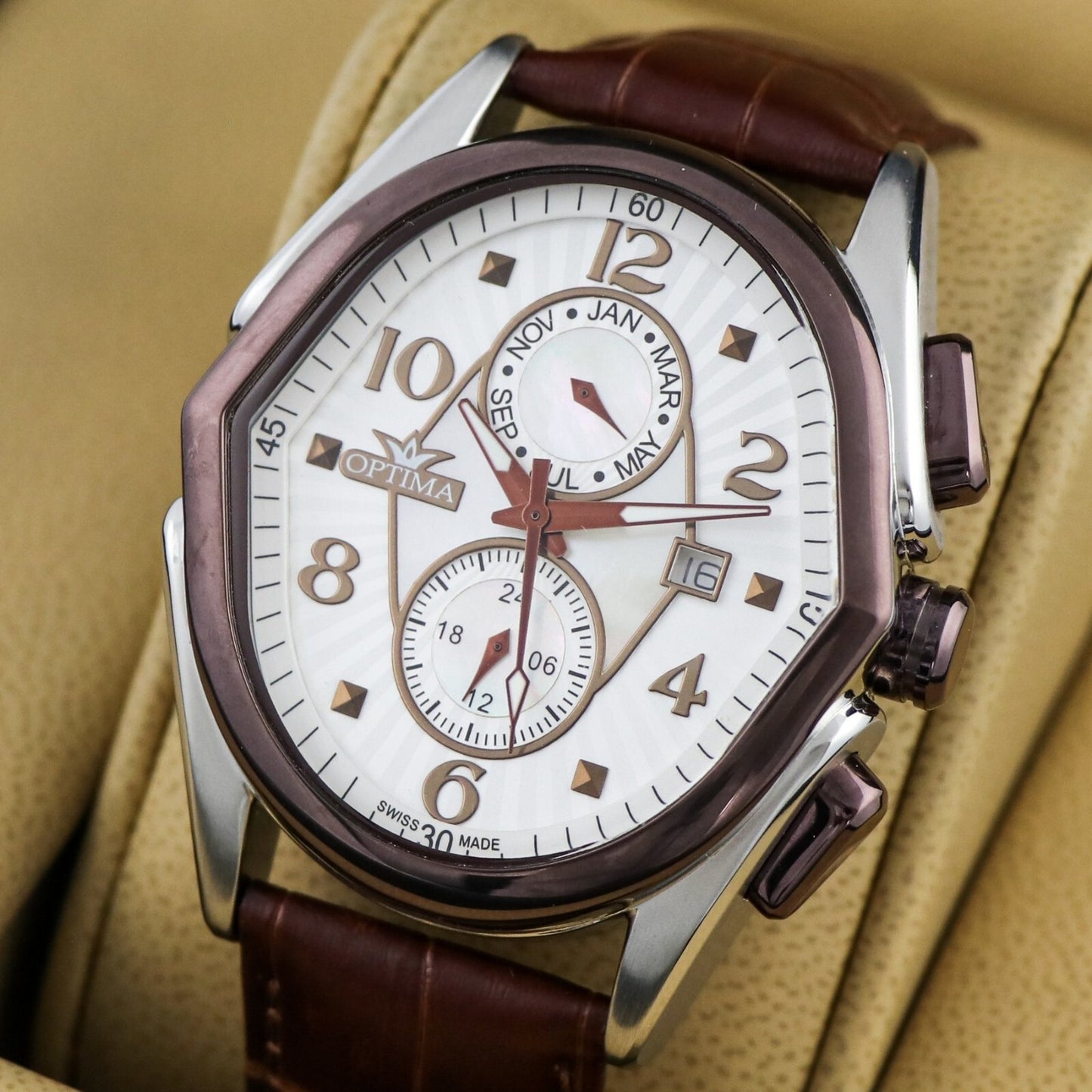 Optima • Swiss Watch • Stainless Steel  • 42x44.5mm• OSC272 • Dual Time