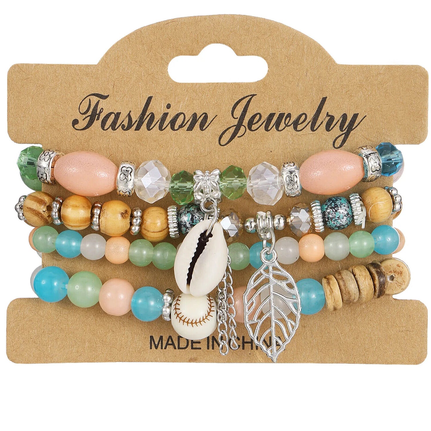 Bohemian Beaded Bracelet • Handmade Layered Design • Colorful Stones & Shells