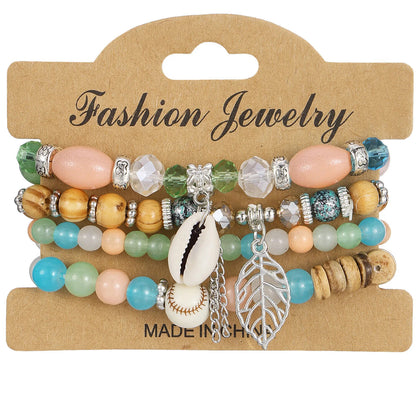 Bohemian Beaded Bracelet • Handmade Layered Design • Colorful Stones & Shells