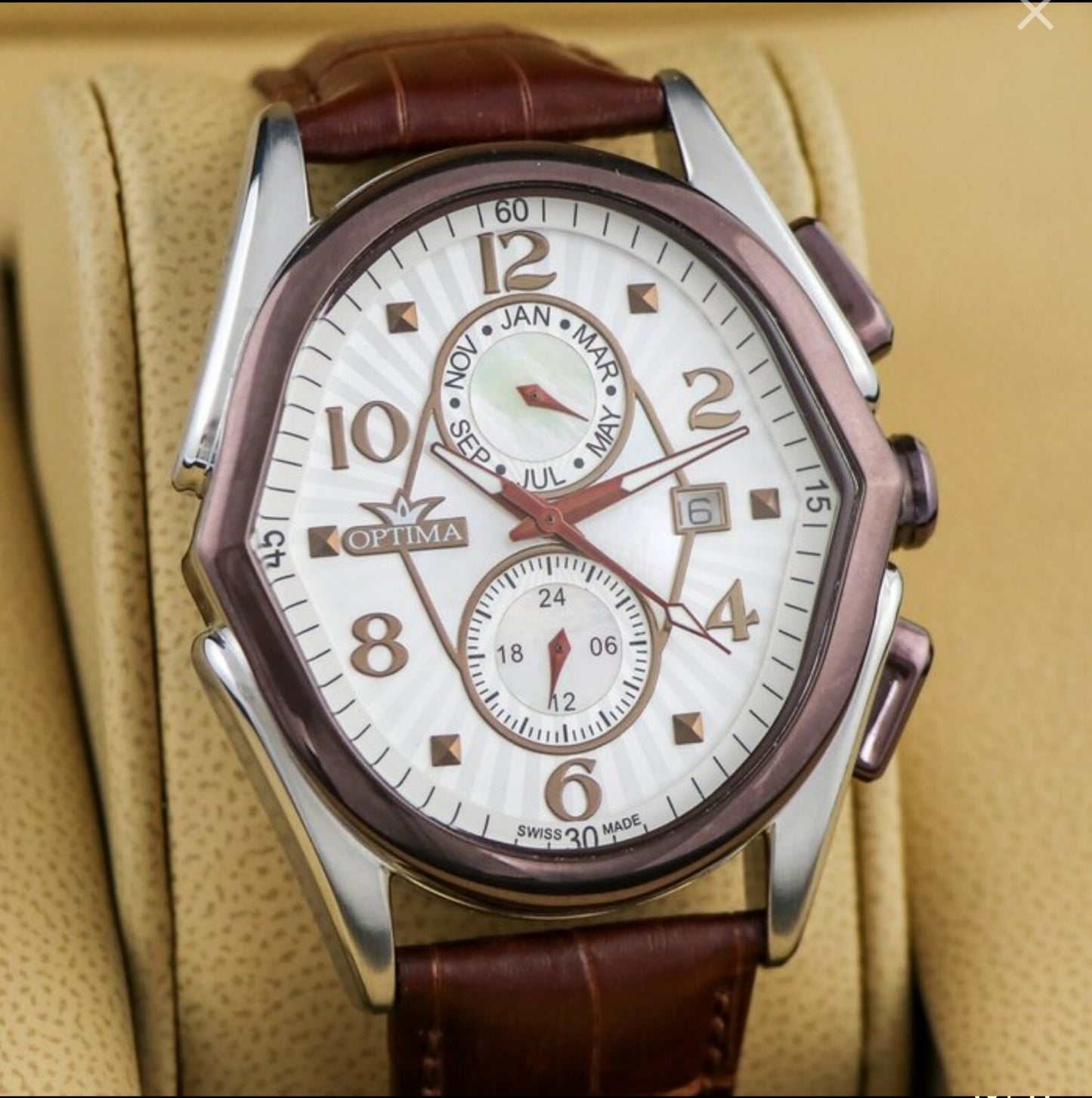 OPTIMA • ME1080-RCX-S-1 • 42x44.5mm • Swiss Watch  • Date SubDay • Dual Time