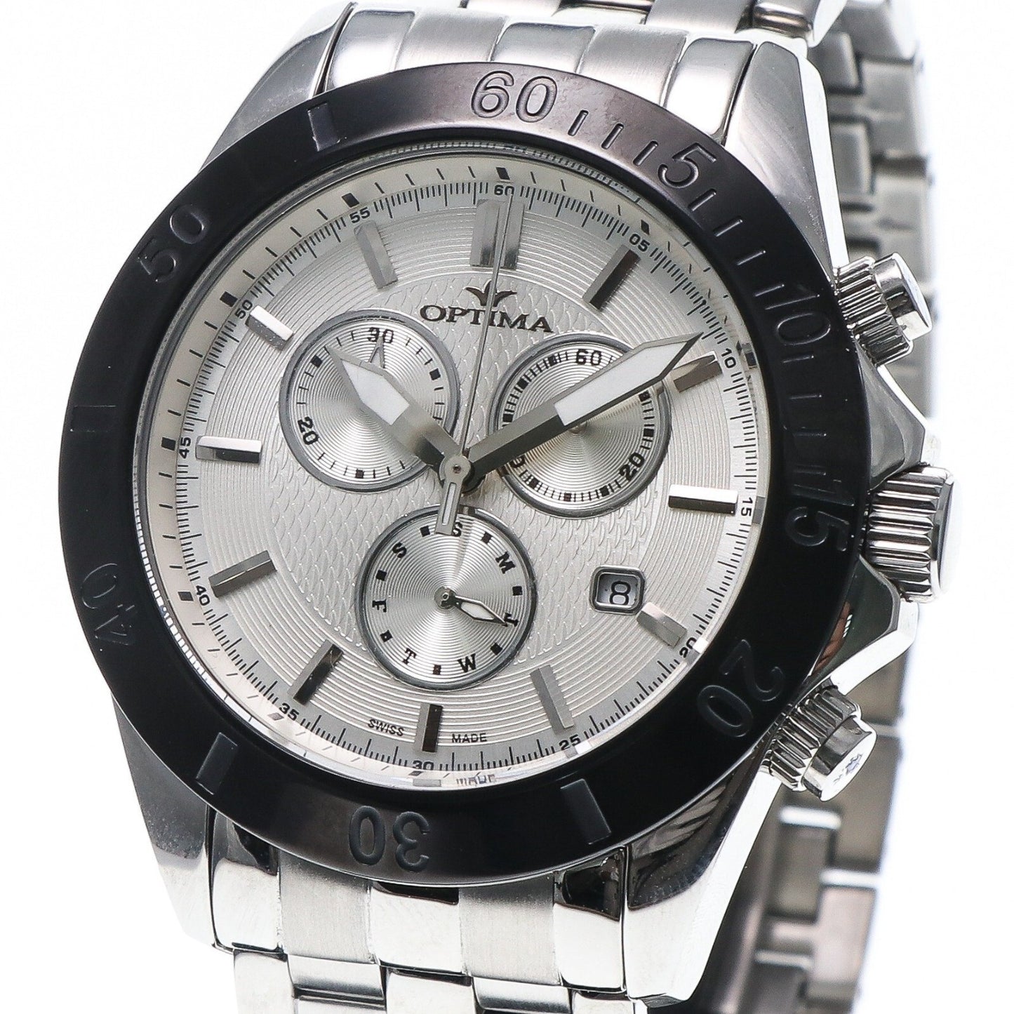 Optima • Swiss Chronograph Watch • Stainless Steel • Quartz • 42.5mm 3ATM OSC210