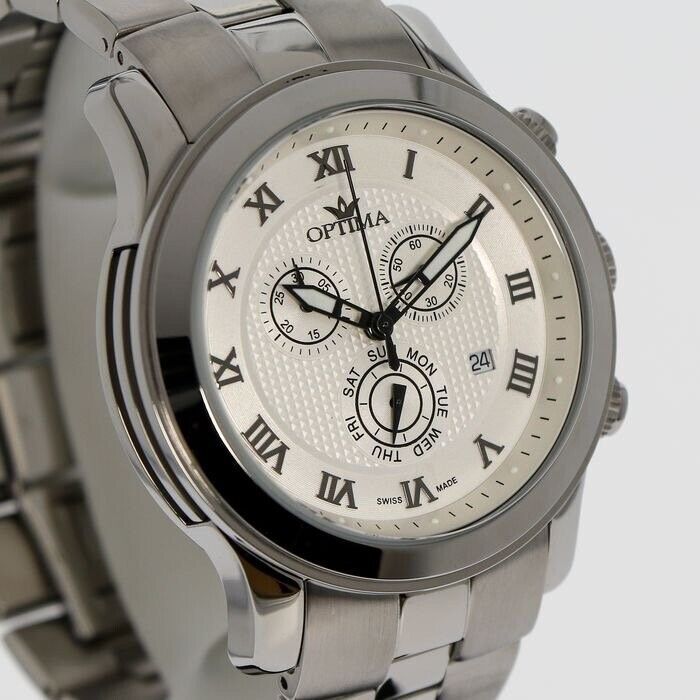 Optima • 44mm • Swiss Chronograph • Date SubDay •WR   3ATM • OSC234-SS-1