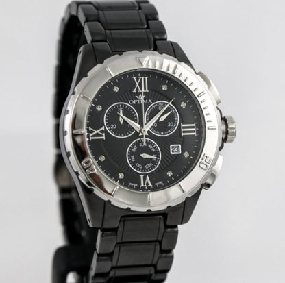 Optima • Swiss Chronograph Watch  • OSC318-BS-3 • Date SubDay 43mm Ceramic Bezel