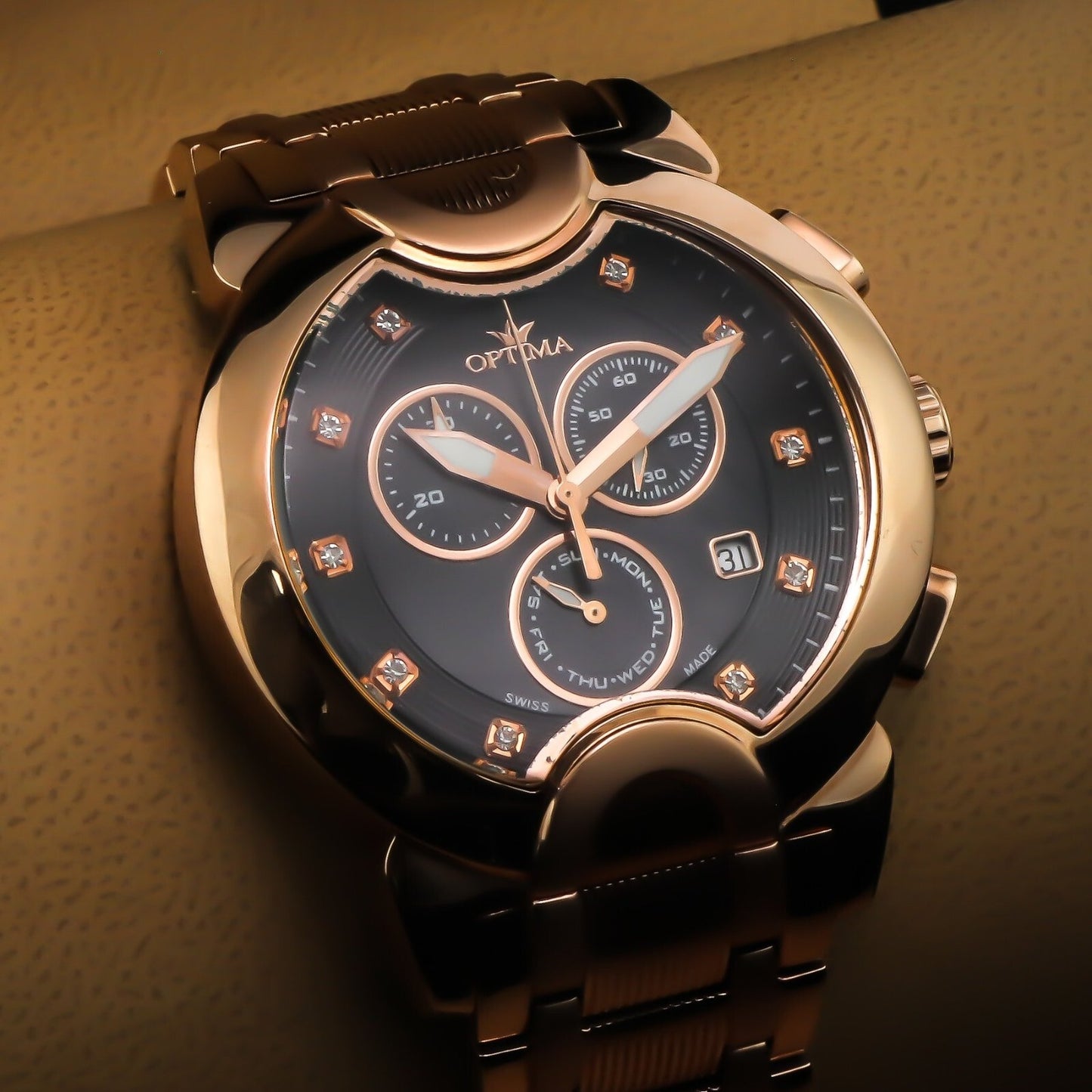Optima • 45.9 mm •Swiss Chronograph • Date SubDay • WR30MM • OSC233-RR-8