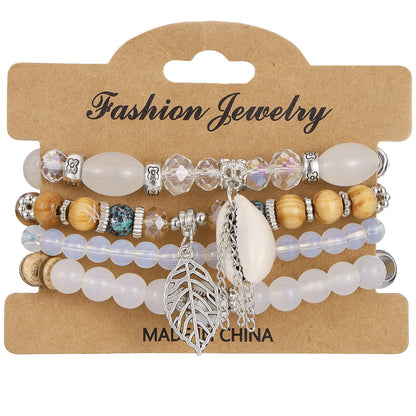 Bohemian Beaded Bracelet • Handmade Layered Design • Colorful Stones & Shells