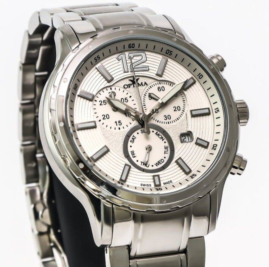 Optima • 44.5mm• Swiss Chronograph Watch • OSC362-SS-1 • SubDay Date 