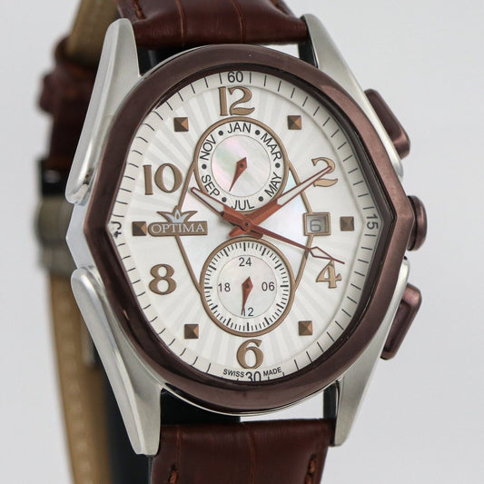 Optima •  • Swiss Watch • Stainless Steel  • 42x44.5mm• OSC272 • Dual Time