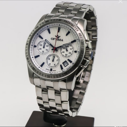 Optima • Swiss Chronograph Watch • 48.15mm • WR50M • Date • Day • Ronda Quartz