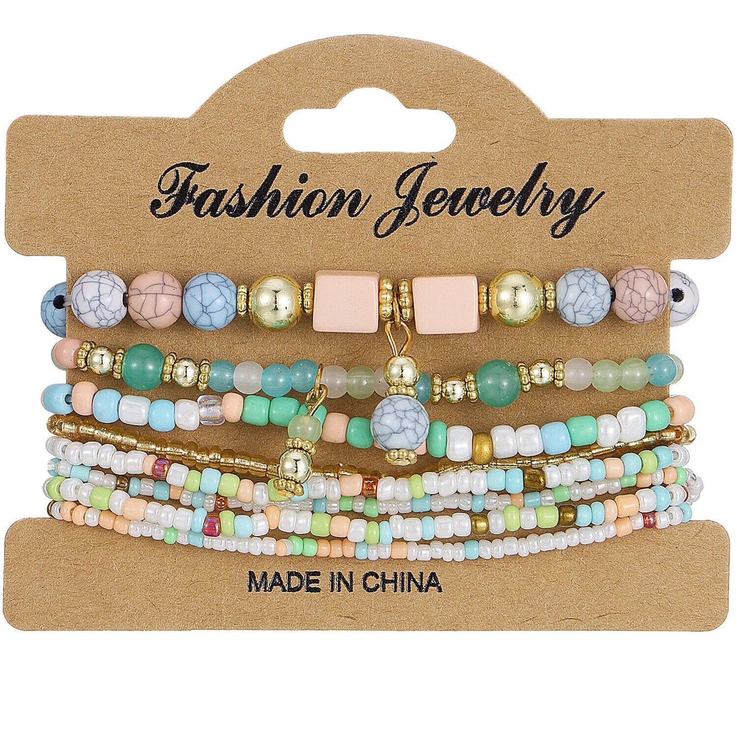 Bohemian Beaded Bracelet • Handmade Layered Design • Colorful Stones & Shells
