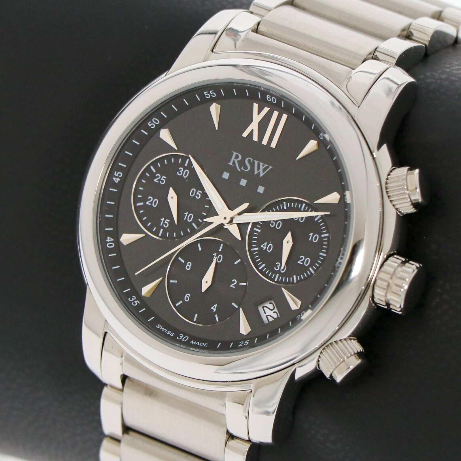 RSW • 44mm • Swiss Chronograph Watch • Date • WR50M • RSWC126-SS-3