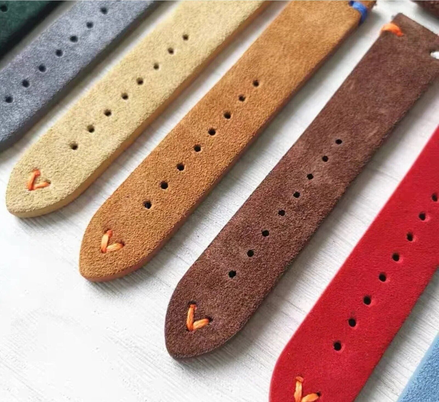 Suede Leather • Handmade Vintage Style SmartWatch Band • 22mm • Apple Compatible