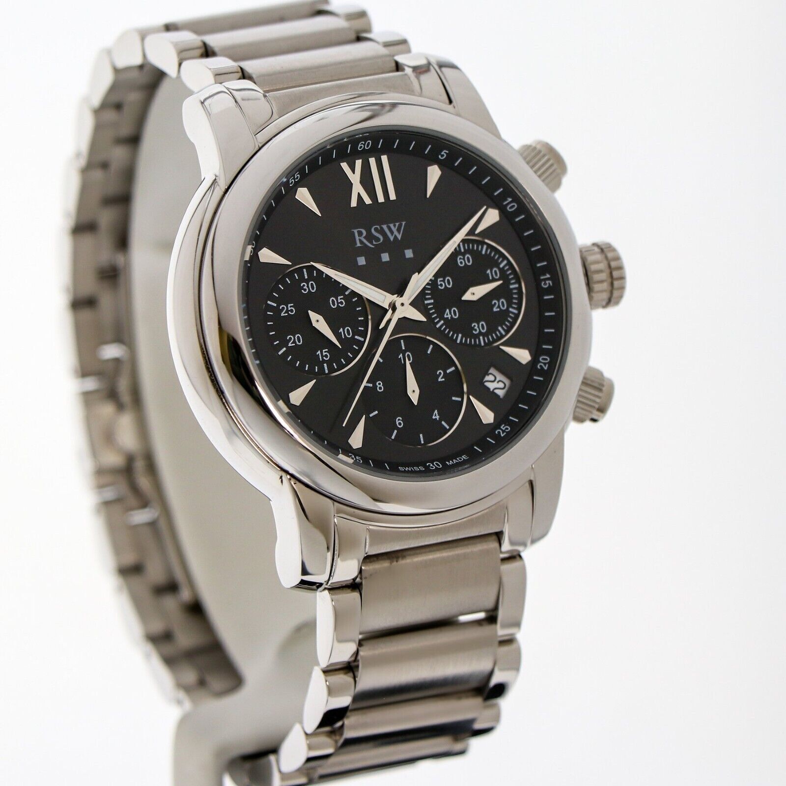 RSW • 44mm • Swiss Chronograph Watch • Date • WR50M • RSWC126-SS-3