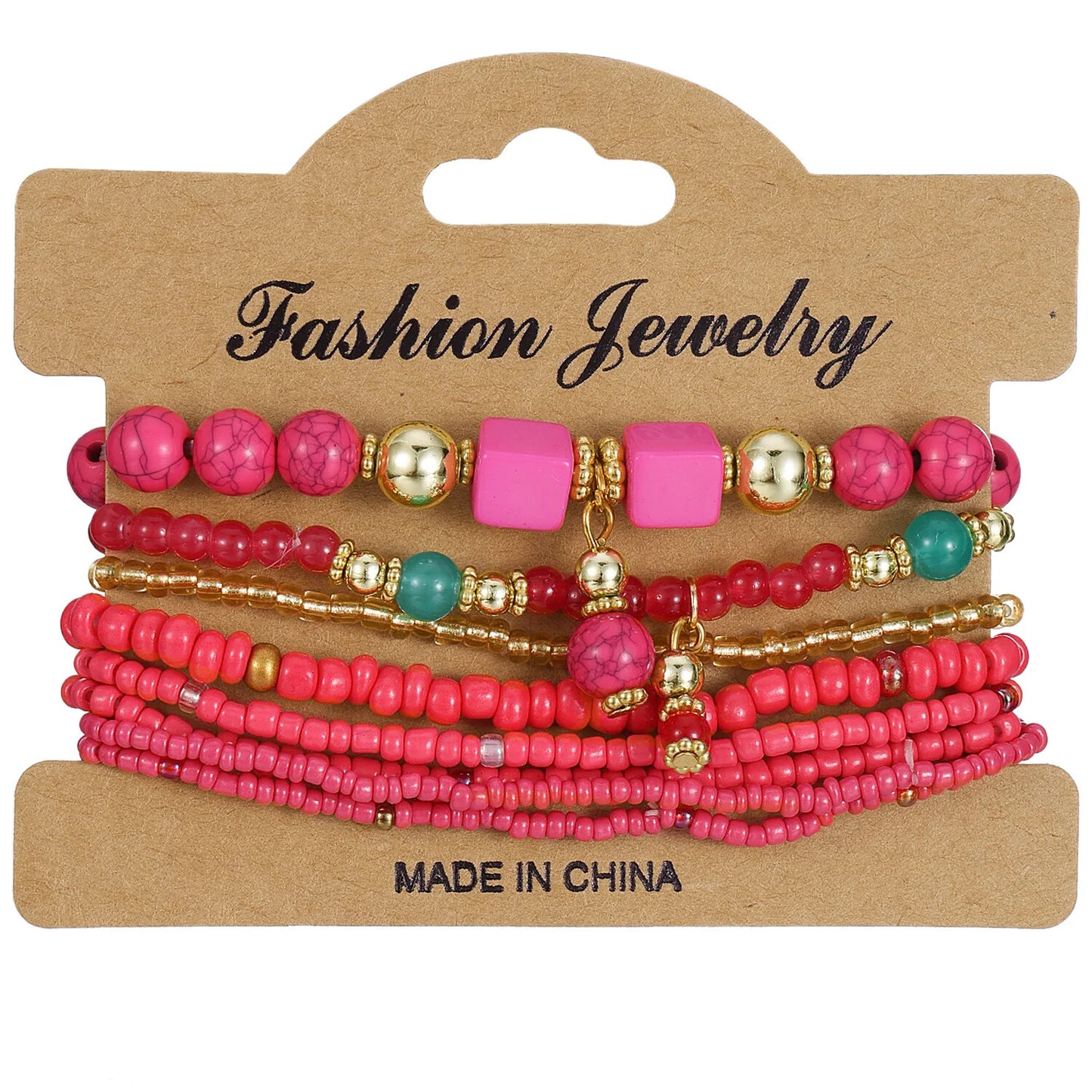 Bohemian Beaded Bracelet • Handmade Layered Design • Colorful Stones & Shells