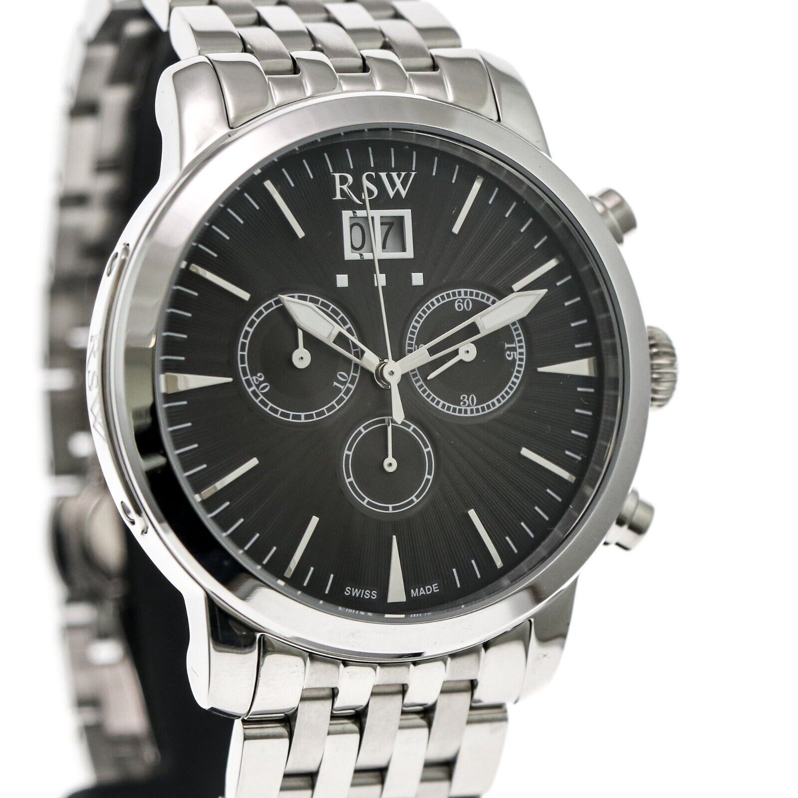 RSW • 44mm • Swiss Chronograph Watch • Big Date  • WR50M • RSWC111-SS-3