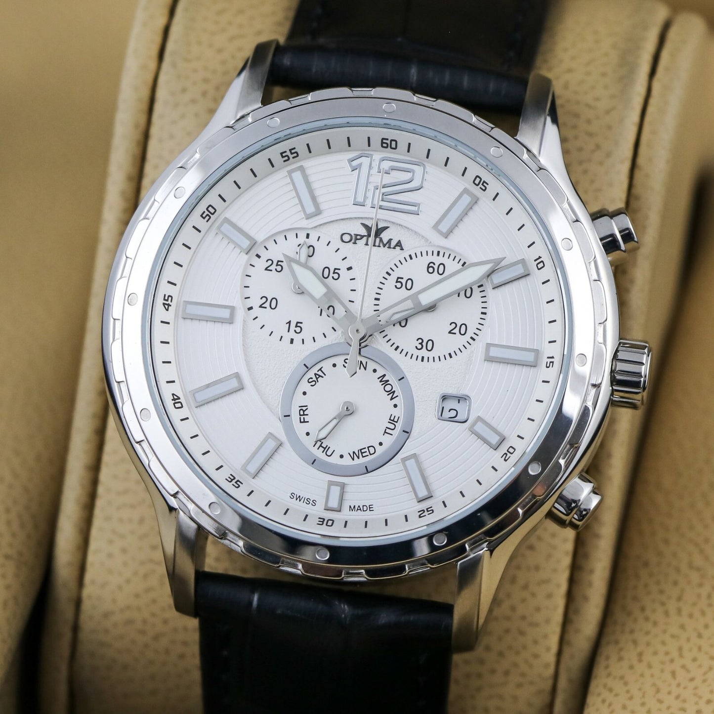 Optima • Swiss Chronograph Watch • Stainless Steel Quartz • 44.5mm 5ATM • OSC362
