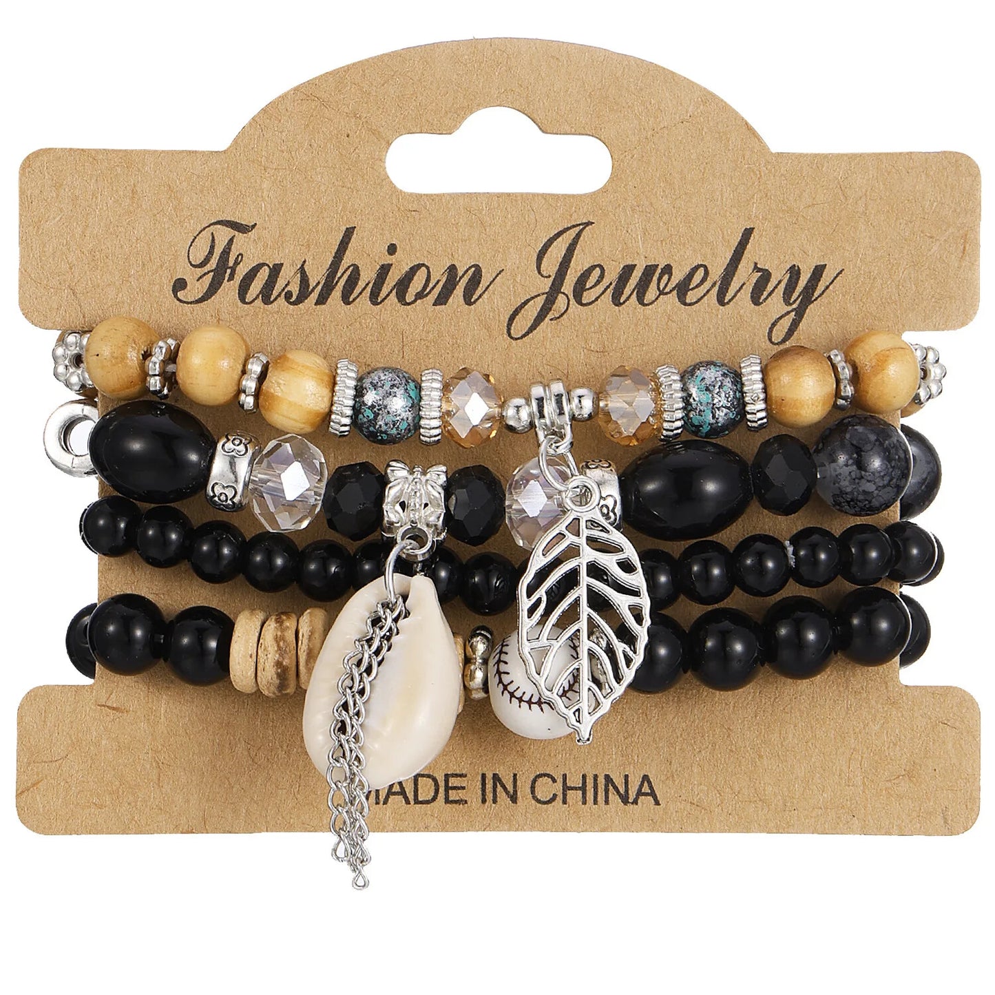 Bohemian Beaded Bracelet • Handmade Layered Design • Colorful Stones & Shells
