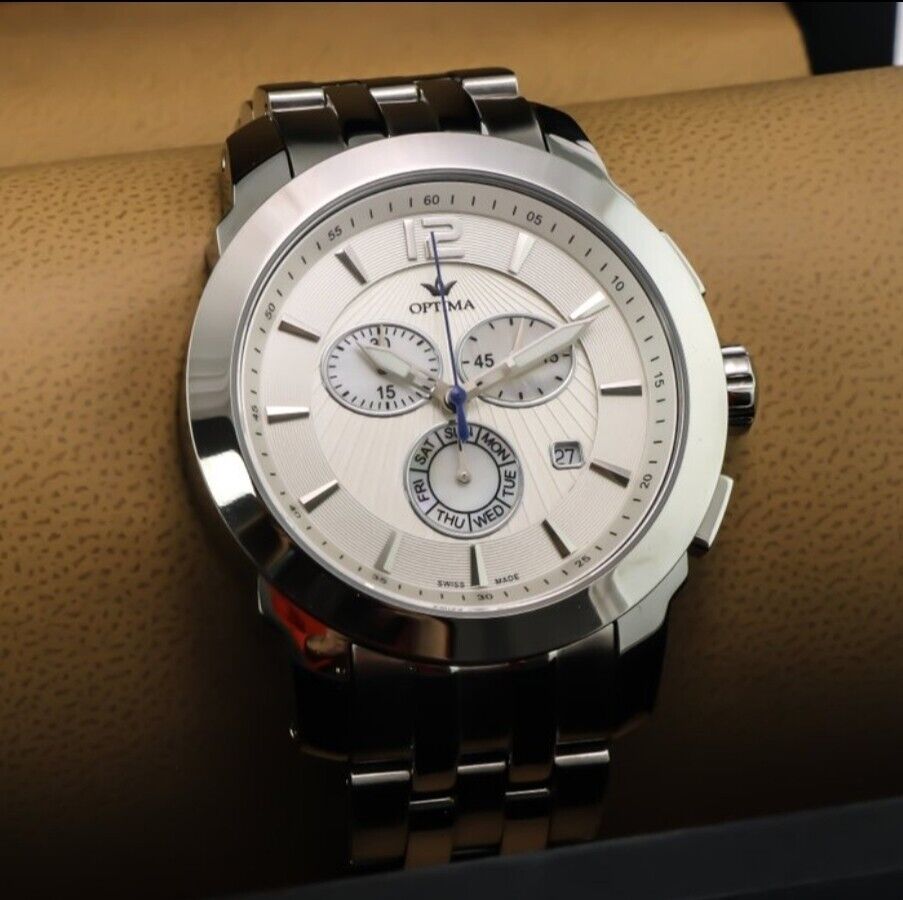 Optima • 46mm Swiss Chronograph Watch • Date SubDay • WR 3ATM • OSC391-SS-1
