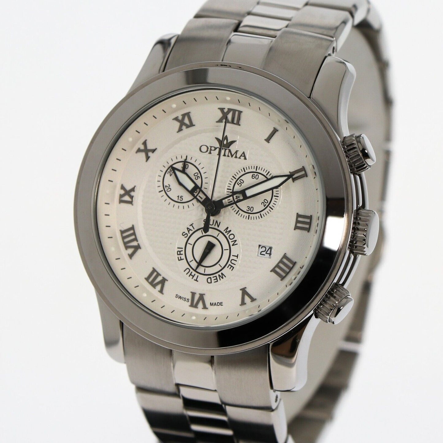 Optima • 44mm • Swiss Chronograph • Date SubDay •WR   3ATM • OSC234-SS-1