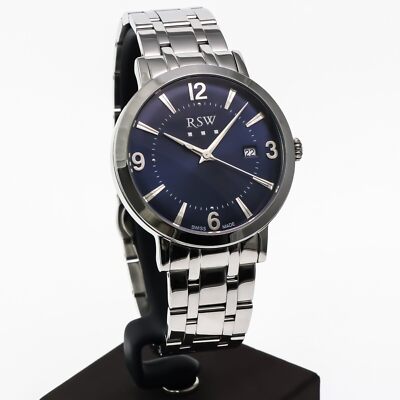 RSW • 42mm • Swiss Ronda Watch • Date • 5ATM• Seconds • RSWM113-SS-9 • Blue