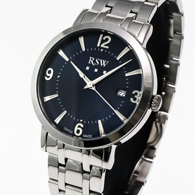 RSW • 42mm • Swiss Ronda Watch • Date • 5ATM• Seconds • RSWM113-SS-9 • Blue