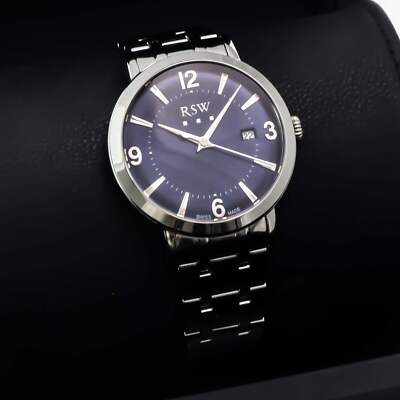RSW • 42mm • Swiss Ronda Watch • Date • 5ATM• Seconds • RSWM113-SS-9 • Blue