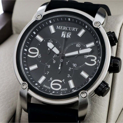 Mercury Chrono 46mm Day/Date E275-SBX-3 Swiss Quartz Full Set 2 Yr Warranty - Chronoamerica