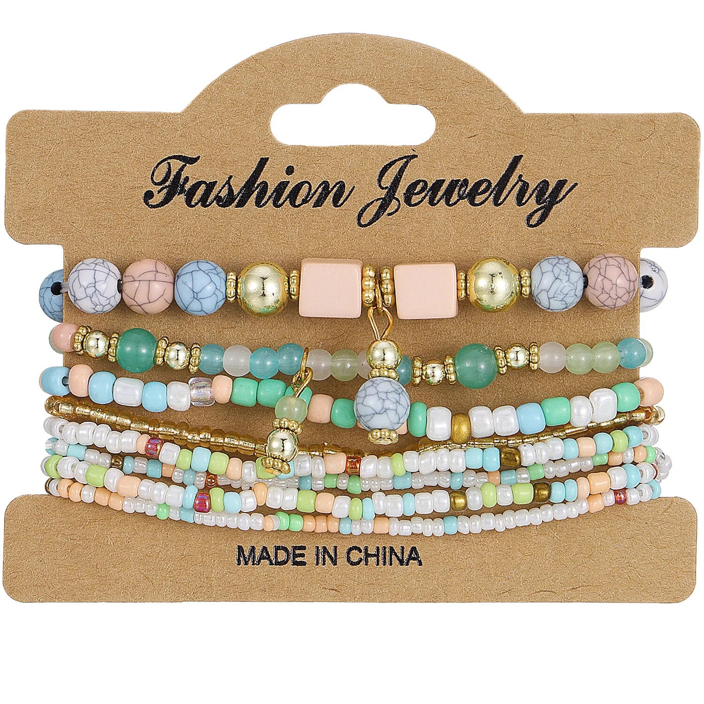 Bohemian Beaded Bracelet • Handmade Layered Design • Colorful Stones & Shells