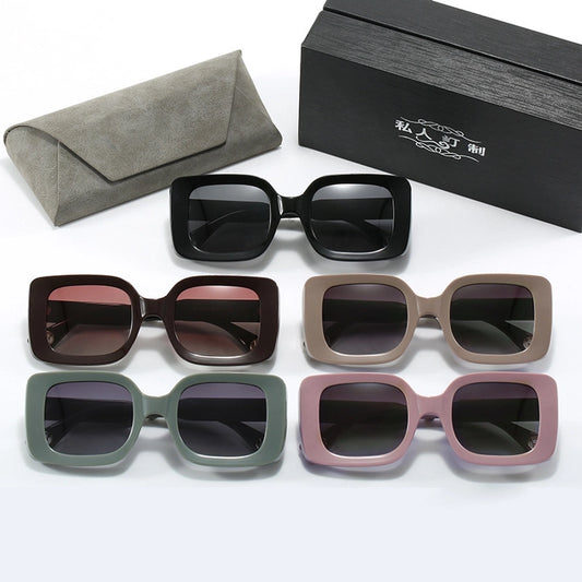 ig style streetwear solid color resin square full frame women's sunglasses