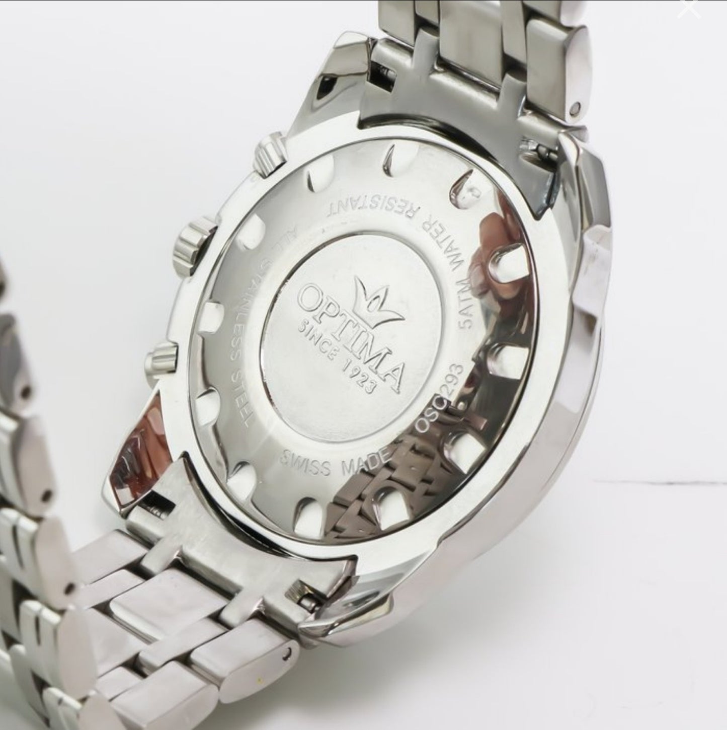 Optima • Swiss Chronograph Watch • Stainless Steel Quartz 45mm • 5ATM • OSC293
