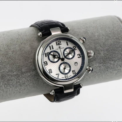 Optima • Swiss Chronograph Watch • Stainless Steel & Leather•Quartz 44mm • 5ATM