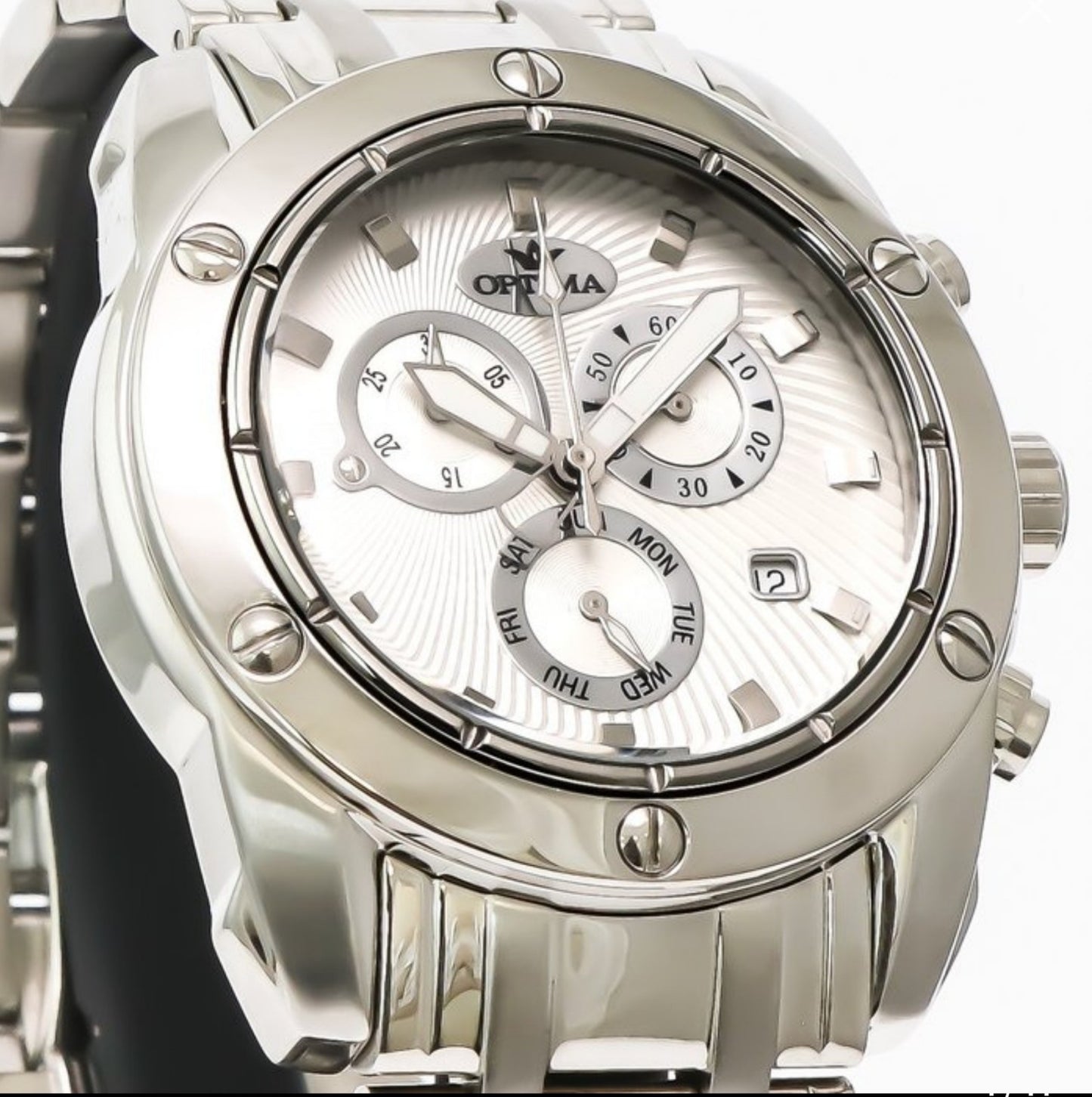 Optima • Swiss Chronograph Watch • Stainless Steel Quartz 45mm • 5ATM • OSC293